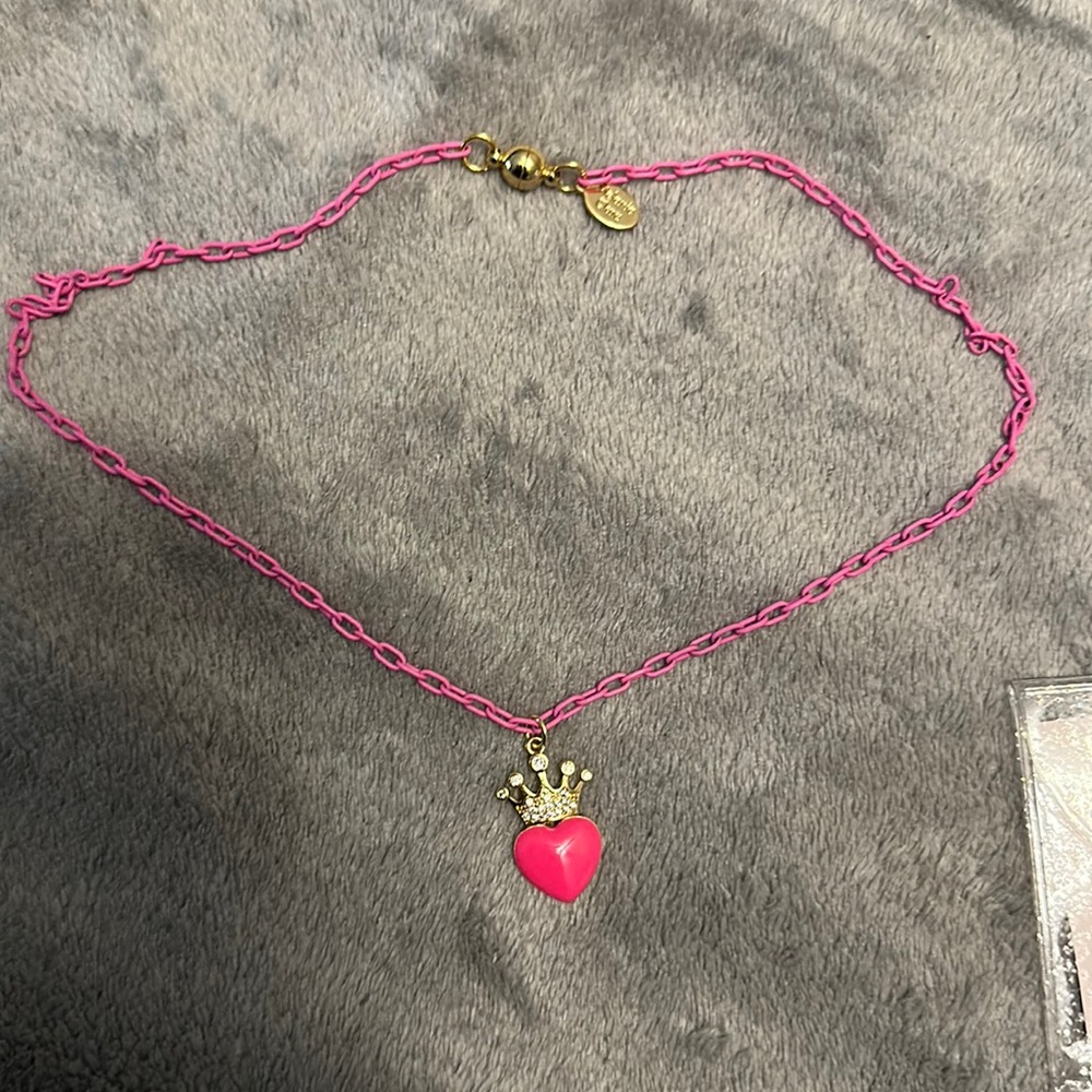 Melania Clara Fortune Collection Hot Pink Heart with Gold Jeweled Crown.